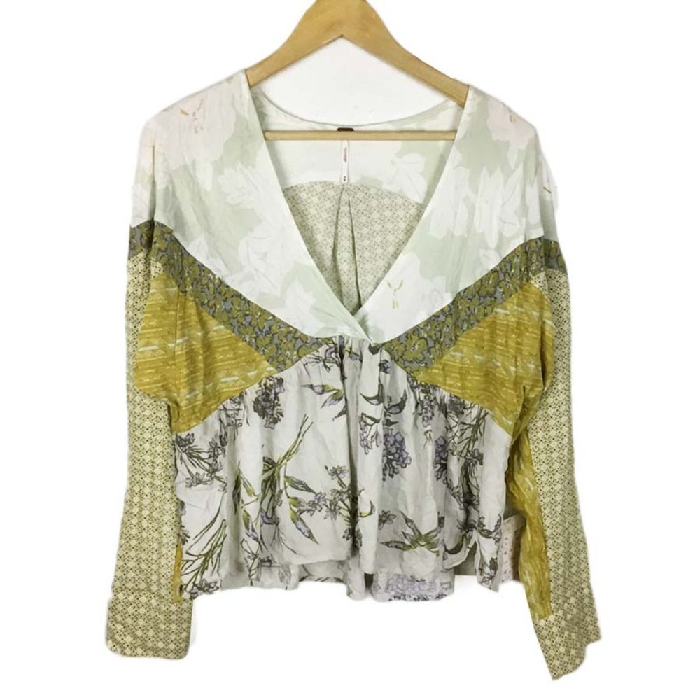 Free People Aloha State Of Mind Peasant Green Tea Top - Picture 3 of 10